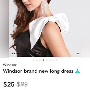 Windsor Black Dress with White Bow Accent